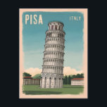Vintage Travel Leaning Tower of Pisa Retro Graphic Postcard<br><div class="desc">Step back in time and embark on a journey to Italy's iconic landmark with this charming vintage travel-inspired design featuring the Leaning Tower of Pisa. Awash in nostalgic hues and classic motifs,  this design captures the timeless allure of one of the world's most recognisable architectural wonders.</div>