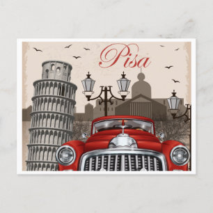 Vintage Travel Leaning Tower of Pisa Retro italy Postcard