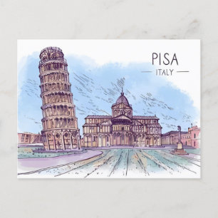 Vintage Travel Leaning Tower of Pisa Retro  Postcard