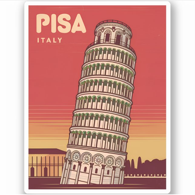 Vintage Travel Leaning Tower of Pisa Retro Scenic (Front)
