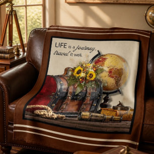 Vintage Travel Life is a journey 50"x60" Fleece Blanket