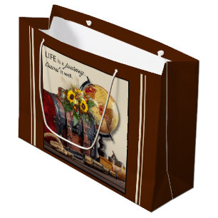 Vintage Travel Life is a journey Large Gift Bag