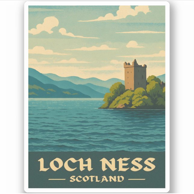 Vintage Travel Loch Ness Scotland Retro Scenic (Front)