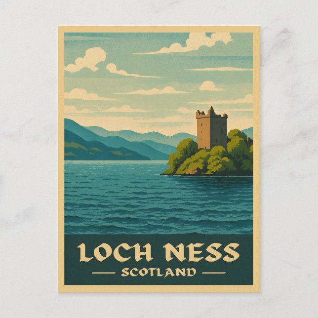 Vintage Travel Loch Ness Scotland Retro Scenic Postcard (Front)