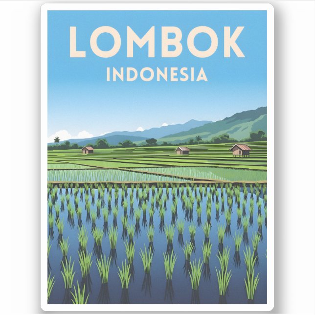 Vintage Travel Lombok Indonesia Retro Scenic (Front)