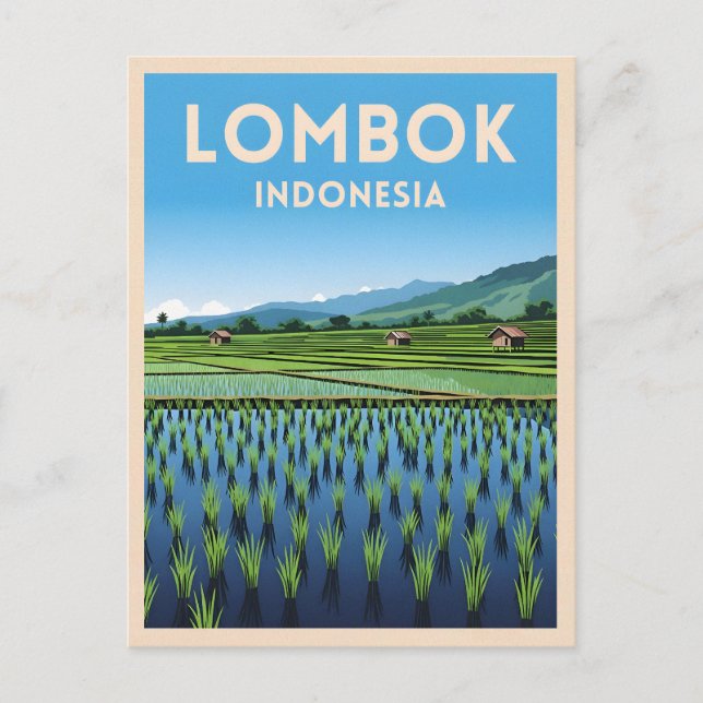 Vintage Travel Lombok Indonesia Retro Scenic Postcard (Front)