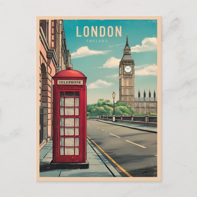 Vintage Travel London Big Ben England Retro Scenic Postcard (Front)