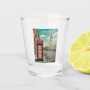 Vintage Travel London Big Ben England Retro Scenic Shot Glass
