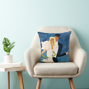 Vintage Travel, Love Romance Winter in Monte Carlo Cushion