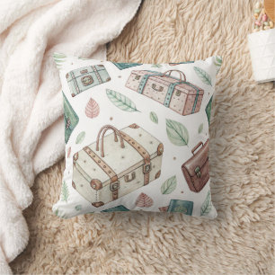 Vintage Travel Luggage Pattern (1) Cushion