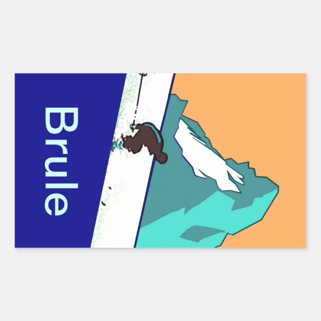 Vintage Travel Luggage Stickers Brule Mtns Skiing (Front)