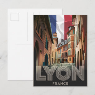 Vintage travel LYON city french Rhône Alpes gifts Postcard