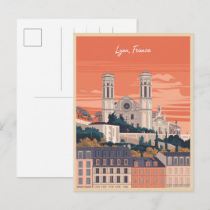 Vintage travel LYON city french Rhône Alpes gifts Postcard