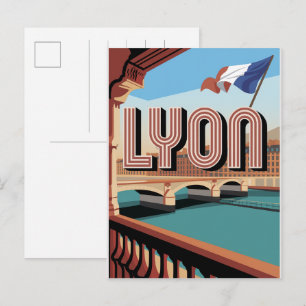 Vintage travel LYON city french Rhône Alpes gifts Postcard