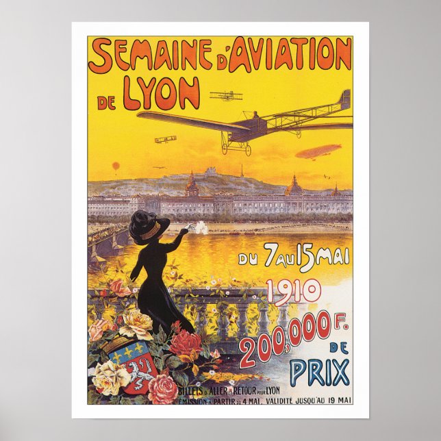 Vintage Travel Lyon France Poster (Front)