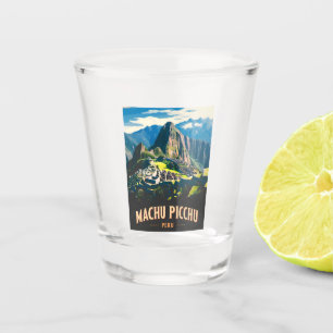 Vintage Travel Machu Picchu Peru Retro Landscape Shot Glass