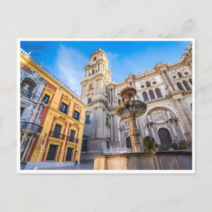 vintage travel Malaga Spain Alcazaba city  Postcar Postcard