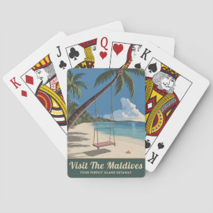 Vintage Travel Maldives Island Seaside Scenic Playing Cards