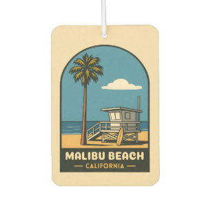 Vintage Travel Malibu Beach California Coast Retro Car Air Freshener