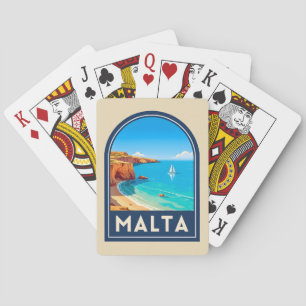 Vintage Travel Malta Seaside Landscape Retro Playing Cards
