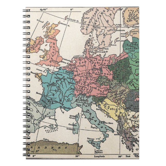 Vintage Travel Map Notebook (Front)