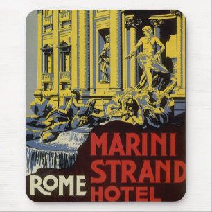 Vintage Travel, Marini Strand Hotel, Rome, Italy Mouse Pad