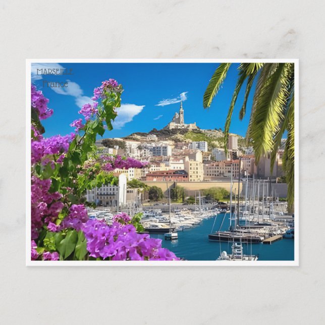 vintage travel Marseille France retro tourism Postcard (Front)