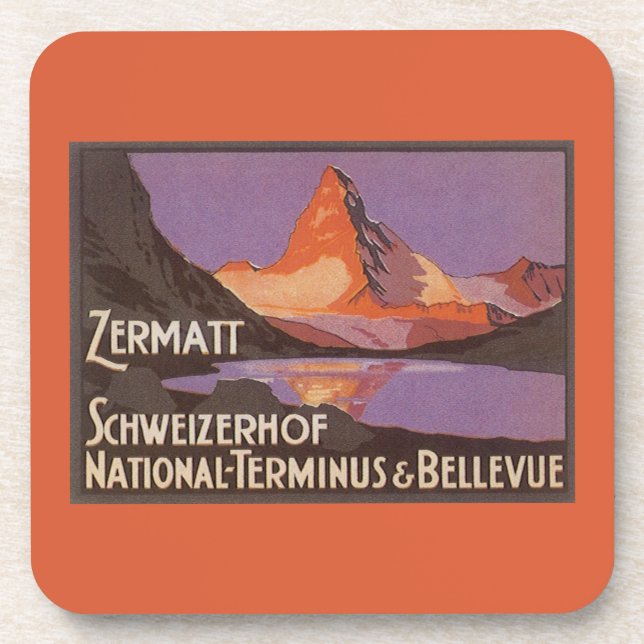 Vintage Travel, Matterhorn Mountain in Switzerland Coaster (Front)