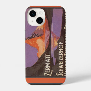 Vintage Travel, Matterhorn Mountain in Switzerland iPhone 14 Case