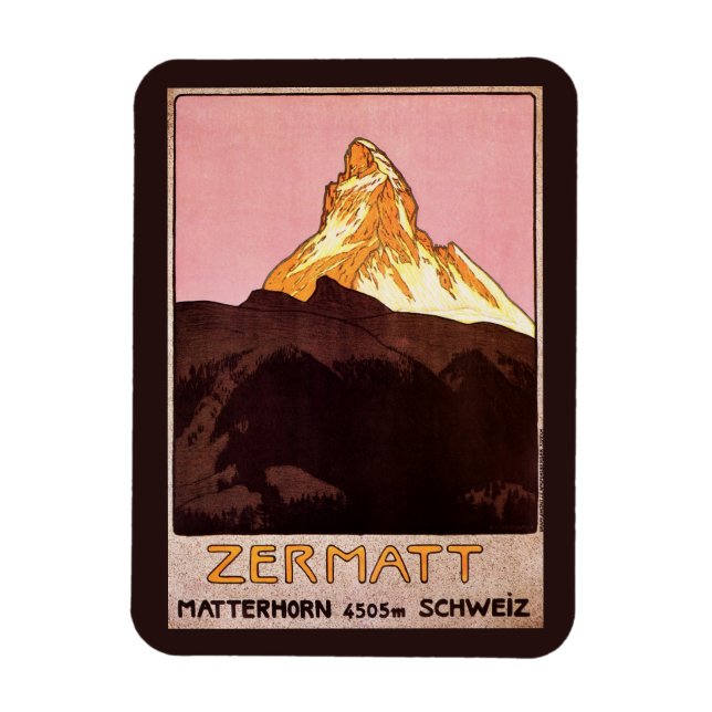 Vintage Travel, Matterhorn Mountain, Switzerland Magnet (Vertical)