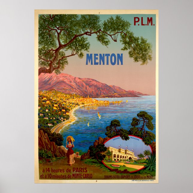 Vintage Travel - Menton - French Riviera Poster (Front)