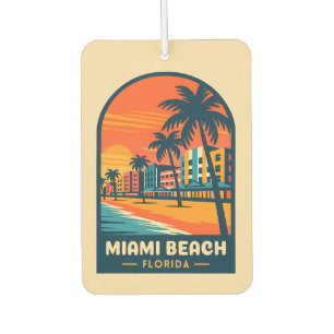 Vintage Travel Miami Beach Florida Sunset Seaside Car Air Freshener
