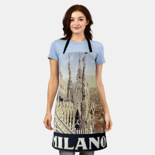 Vintage Travel Milano Italy Gothic Cathedral Duomo Apron
