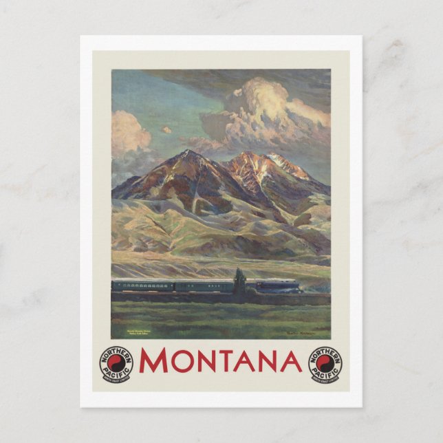 Vintage Travel Montana by Train Postcard (Front)