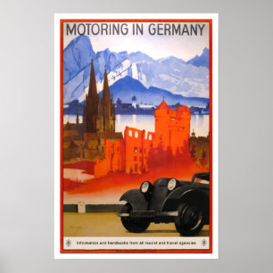 Vintage travel,Motoring in Germany. Poster