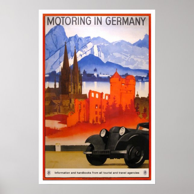 Vintage travel,Motoring in Germany. Poster (Front)