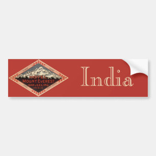 Vintage Travel, Mount Everest, Darjeeling India Bumper Sticker