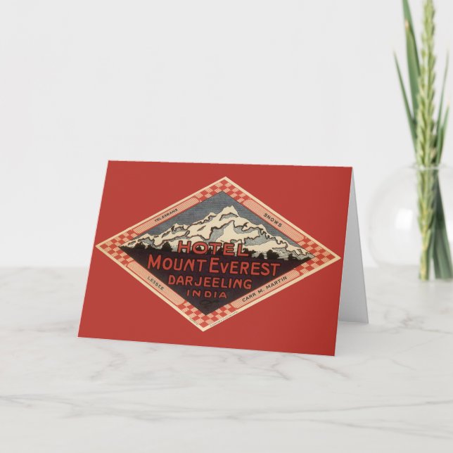 Vintage Travel, Mount Everest, Darjeeling India Card (Front)