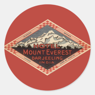 Vintage Travel, Mount Everest, Darjeeling India Classic Round Sticker