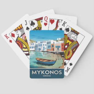 Vintage Travel Mykonos Greece Seaside Landscape Playing Cards