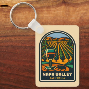 Vintage Travel Napa Valley California Winery Retro Key Ring