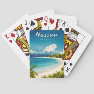 Vintage Travel Nassau Bahamas Beach Retro Scenic Playing Cards