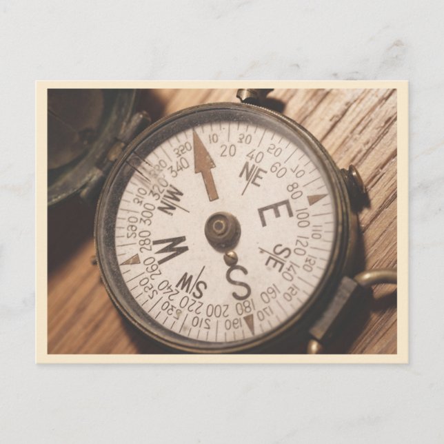 Vintage Travel Navigation Compass Postcard (Front)