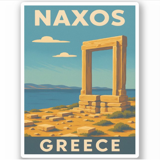 Vintage Travel Naxos Greece Coastal Retro Scenic (Front)