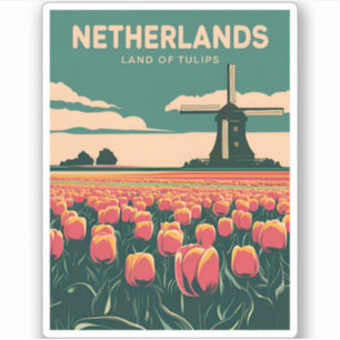 Vintage Travel Netherlands Tulips Retro Graphic