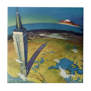 Vintage Travel New York City Empire State Building Tile