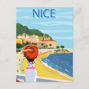 Vintage Travel Nice France cote d'azur retro Postcard