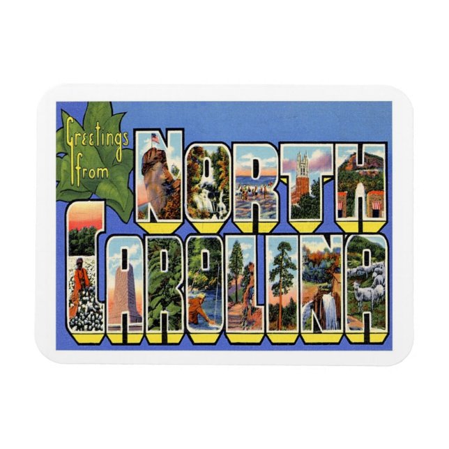 Vintage Travel North Carolina Magnet (Horizontal)