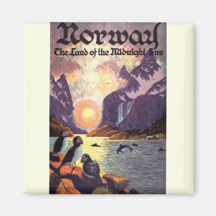 Vintage Travel, Norway Fjord Land of Midnight Sun Magnet