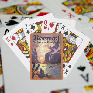 Vintage Travel, Norway Fjord Land of Midnight Sun Playing Cards